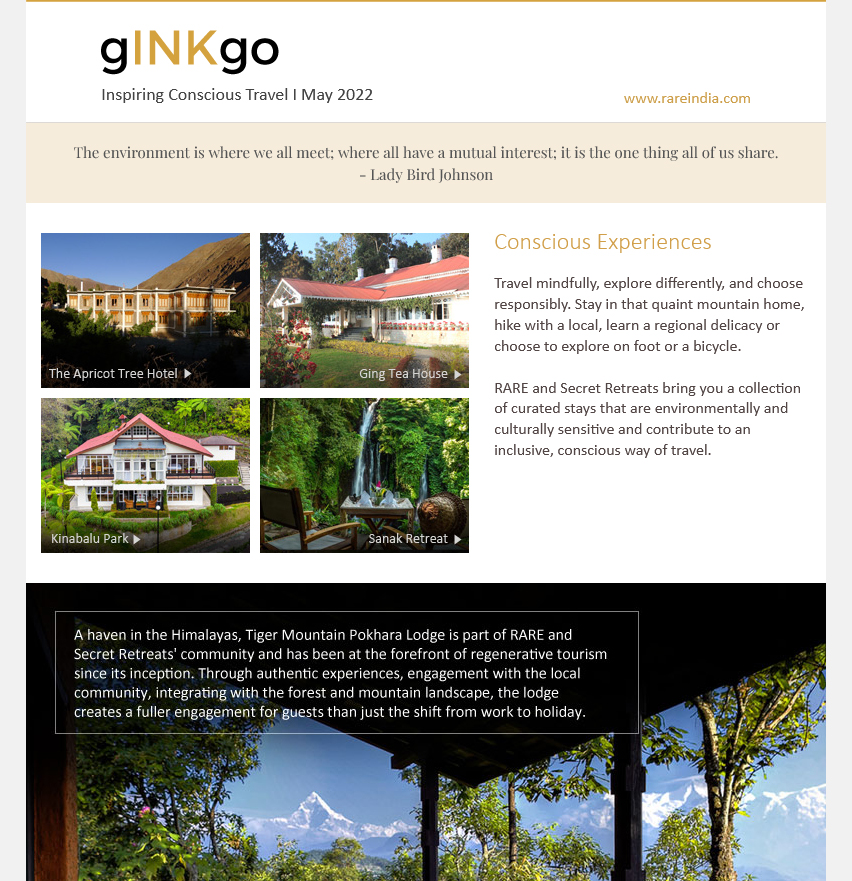 gINKgo | The RARE Newsletter | Conscious Experiences by RARE & Secret Retreats | Vol 63 | May 2022